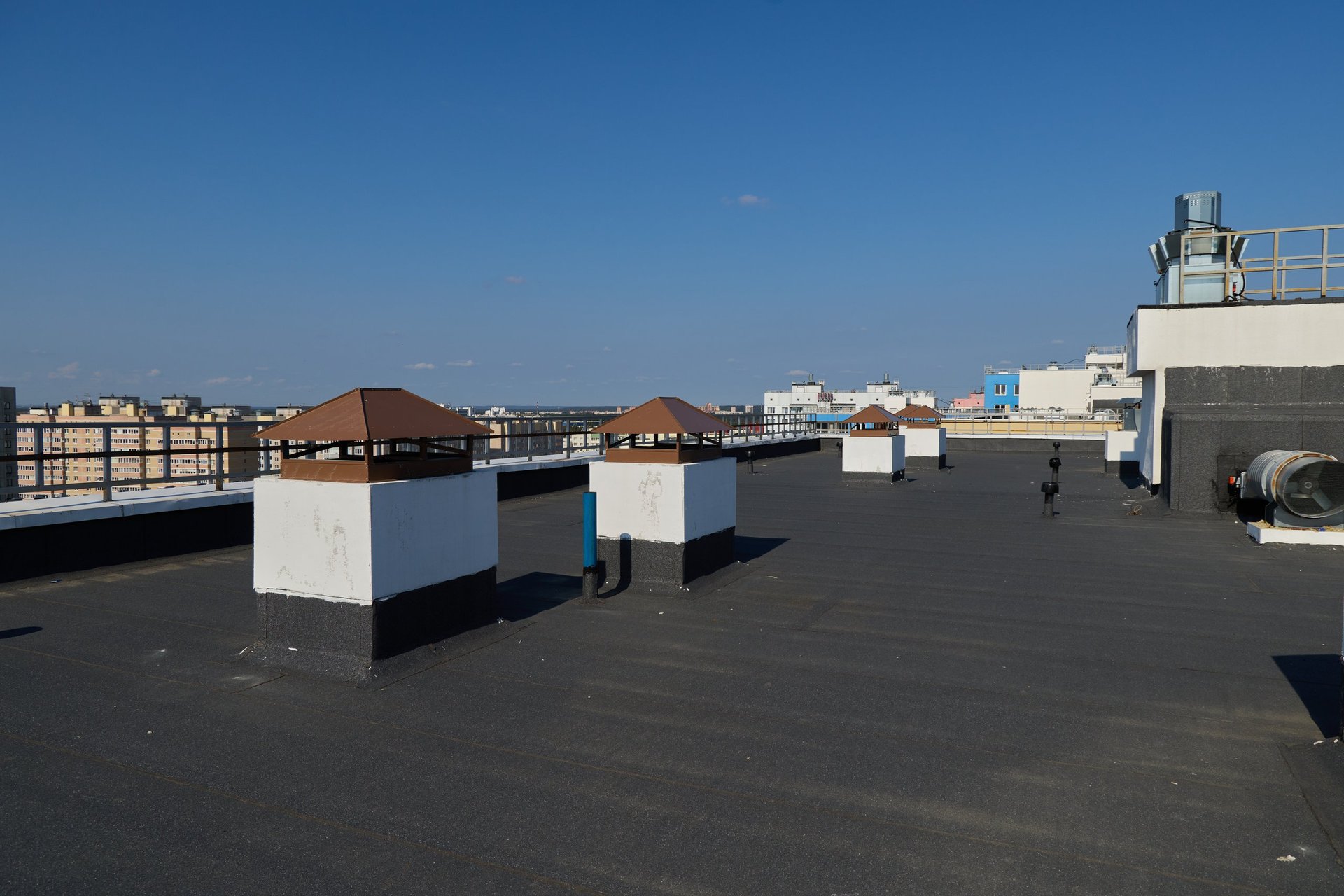 Rooftop view with chimneys